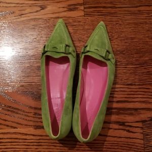 BN J.Crew suede green pointy loafers